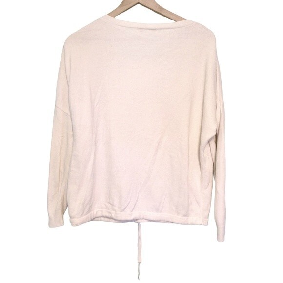 Barefoot Dreams CozyChic Ultra Lite White Drawstring Waist Knit Top Size Medium - Picture 2 of 7